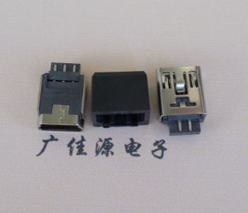 钦州MINI USB 5Pin接口 带护套焊线母座 B型180度铜壳