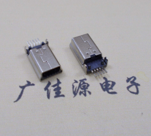 钦州MINI USB公头 5pin端子贴板带柱 10.7mm体长