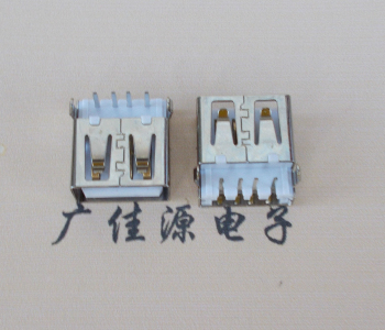 钦州USB母座接口 AF90度沉板1.9引脚4P插件白胶芯直边